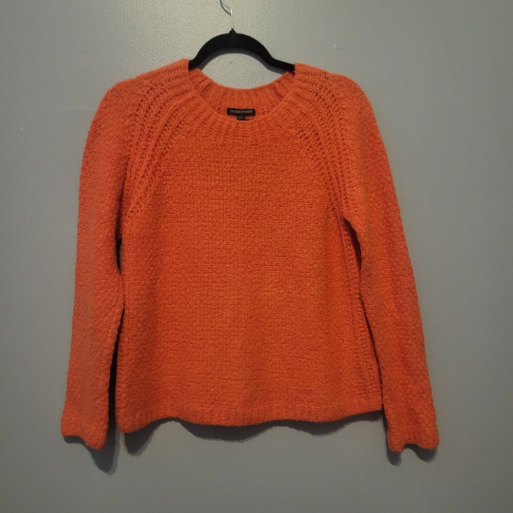 Eileen Fisher Coral Textured Red Lory Organic Cotton Sweater Women’s XXS